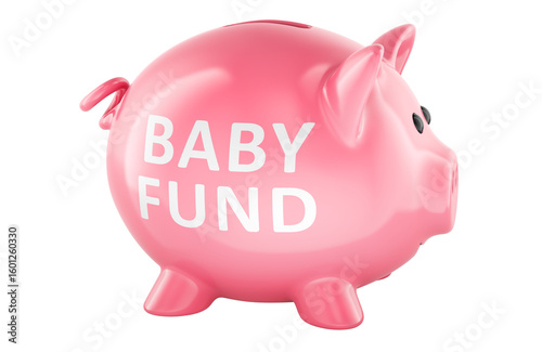 Baby fund concept with piggy bank. 3D rendering