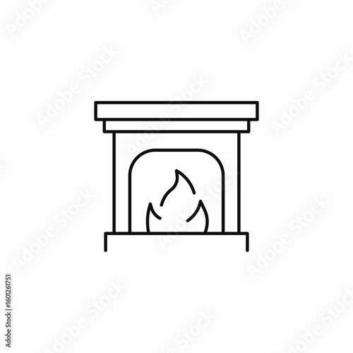 burning fireplace cozy icon sign vector