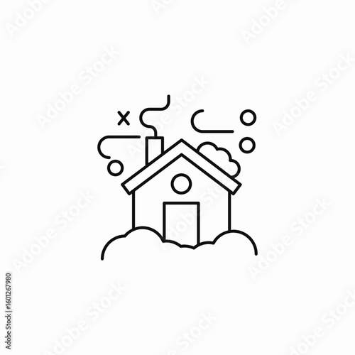 snowy house chimney icon sign vector