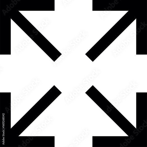 bold, black geometric symbol composed of four large arrows pointing outward toward each corner of the square canvas 
