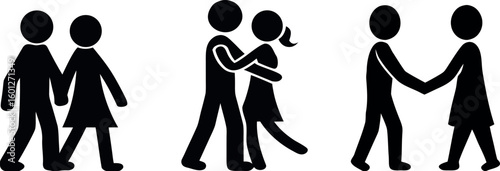 Stick figures depict couples holding hands and embracing in a simple illustration