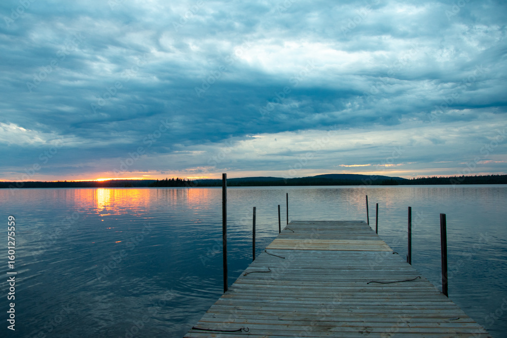 Fototapeta premium Sunset from the dock on Granite Hill Lake Ontario Canada
