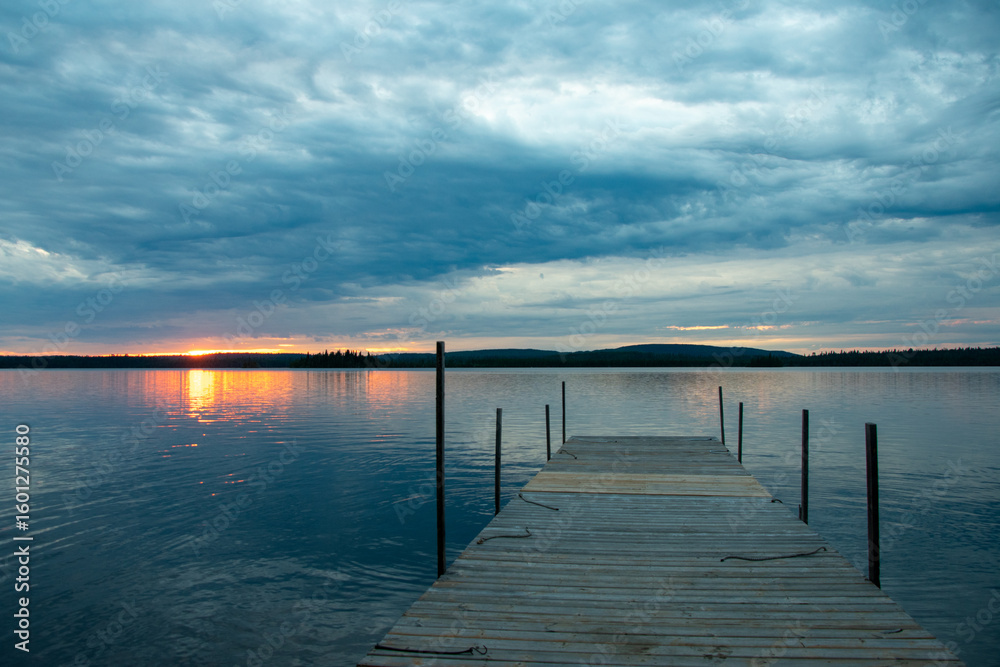 Fototapeta premium Sunset from the dock on Granite Hill Lake Ontario Canada