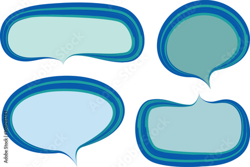 dark blue bold painted outline colorful speech bubbles set