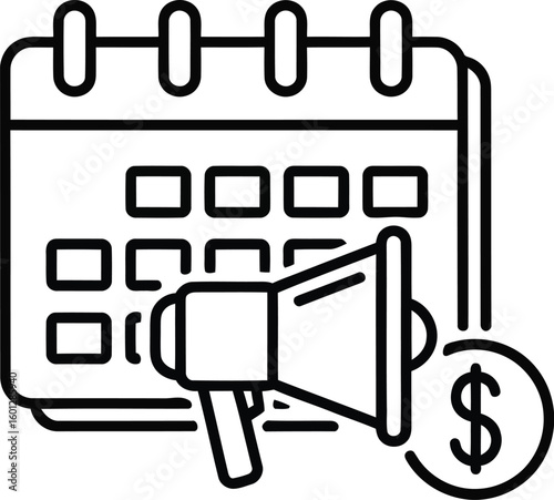 Calendar promotion marketing sales advertising event planning announcement schedule icon vector