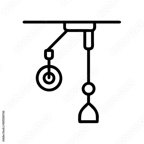 Pulley system with rope illustrating mechanics and lifting technology