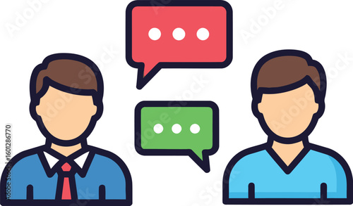 Illustration of business communication and conversation between two people icon vector