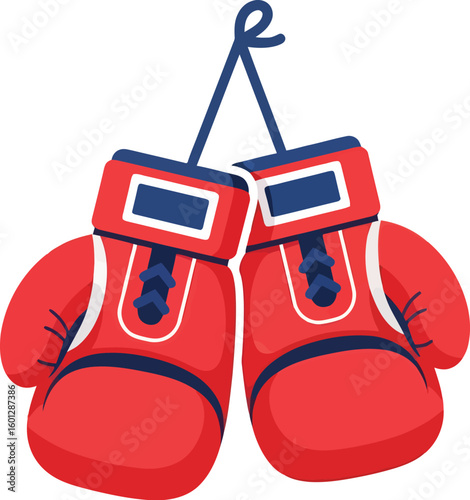 Red boxing gloves vector illustration for boxing equipment and sports training graphic design asset
