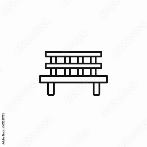 wooden park bench icon sign vector