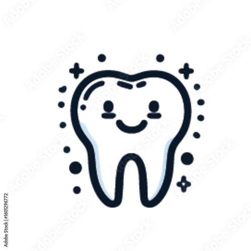 Tooth line icon set. Dental clinic logo. Clean teeth isolated on white background