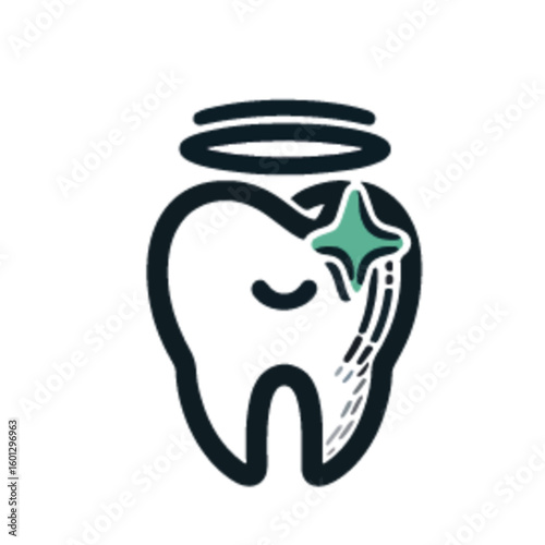 Tooth line icon set. Dental clinic logo. Clean teeth isolated on white background