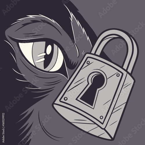 Lock and key vector illustration with symbolic design and artistic style