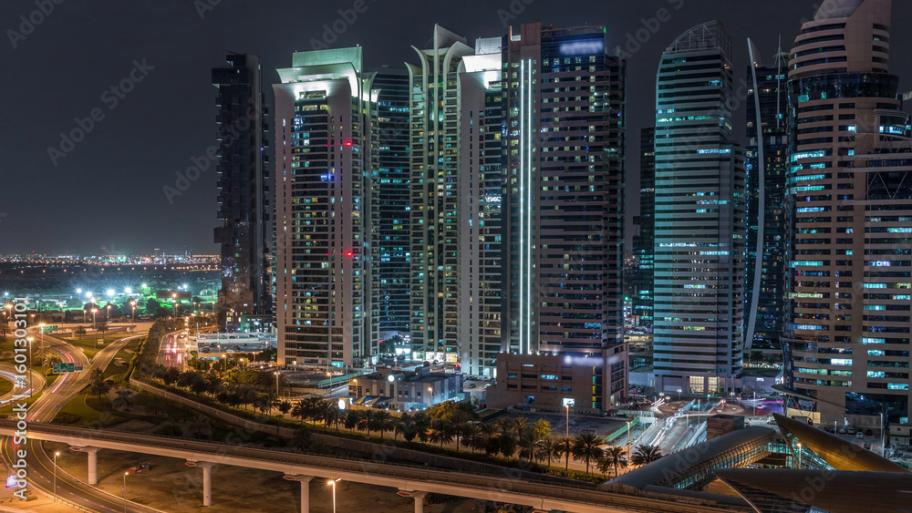 Aerial top view to Sheikh Zayed road near Dubai Marina and JLT timelapse, Dubai. Aerial top view to Sheikh Zayed road near Dubai Marina and JLT timelapse, Dubai.