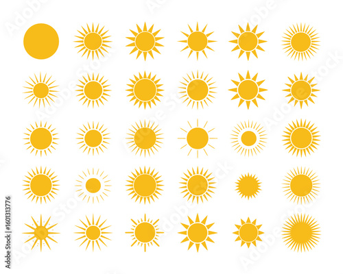 minimalist yellow sun icon collection