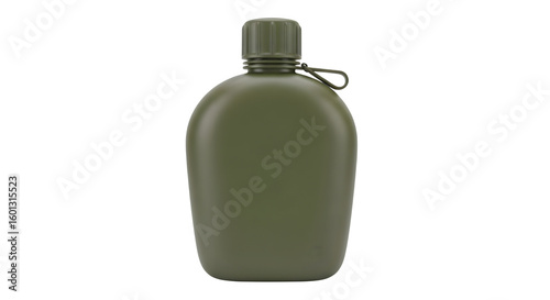 Olive drab water canteen symbolizing preparedness, hydration, and outdoor adventure, ideal for camping, hiking, and survival gear product shots