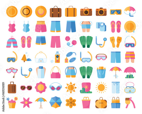 colorful vacation icons for summer design