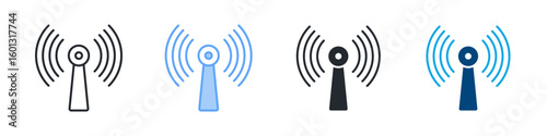 Sensor Icon Set Multiple Style. Designed In Outline, Blue, Glyph, Dual Tone