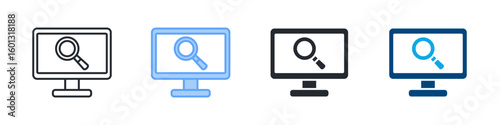 Seo Icon Set Multiple Style. Designed In Outline, Blue, Glyph, Dual Tone