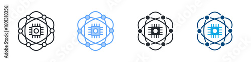 Technology Icon Set Multiple Style. Designed In Outline, Blue, Glyph, Dual Tone