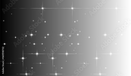 Gradient illumination with numerous shining star shapes scattered across the composition view field