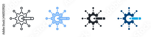 Algorithm Icon Set Multiple Style. Designed In Outline, Blue, Glyph, Dual Tone