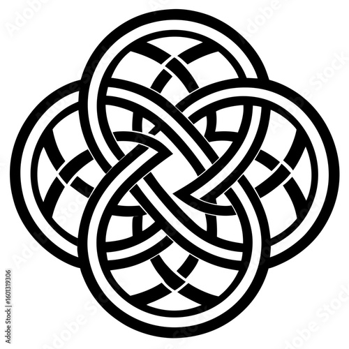 Intricate celtic knot design silhouette isolated on white background