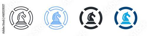 Marketing Strategy Icon Set Multiple Style. Designed In Outline, Blue, Glyph, Dual Tone