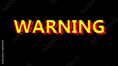 Warning Glitch Text Animation in Red and Yellow
