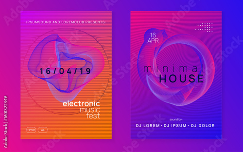 Discotheque Event. Sound Festival Graphic. Blue Music Design. Party Poster. Electro Vector. Violet Edm Banner. Nightclub Beat Invitation. Green Discotheque Event