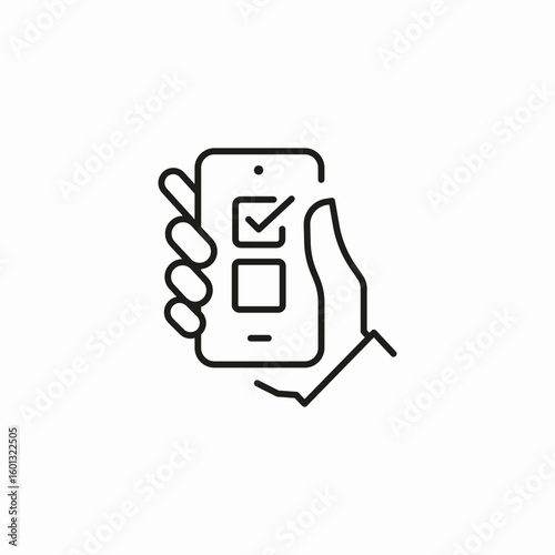 hand holding smartphone icon sign vector