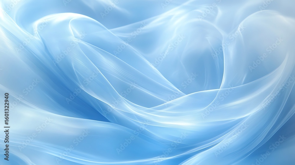 Obraz premium Delicate light blue fabric drapes in flowing folds.
