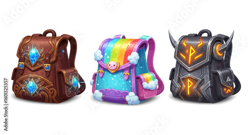 An eye-catching collection of unique backpacks with vibrant designs and details 