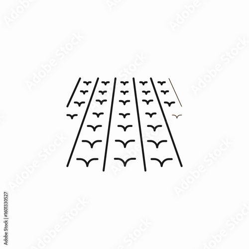 crop rows field icon sign vector