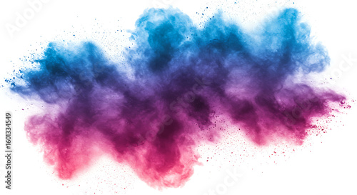 Abstract cloud of colorful powder with blue purple and pink hues on a white background creating a vibrant effect created with generated ai