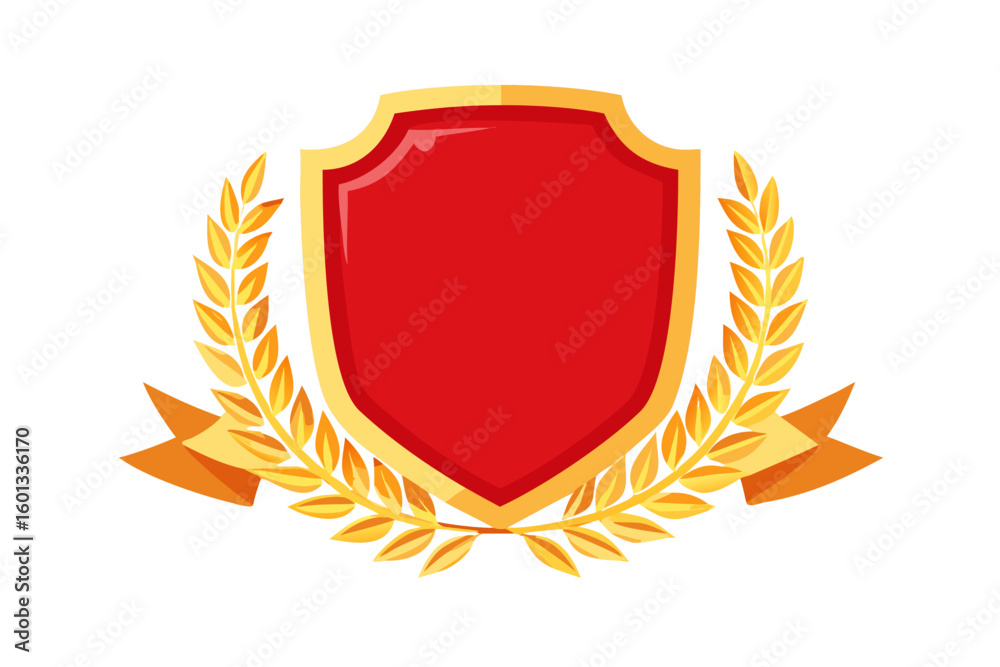 Obraz premium Red and gold shield vector graphic for logo design heraldry and emblem design