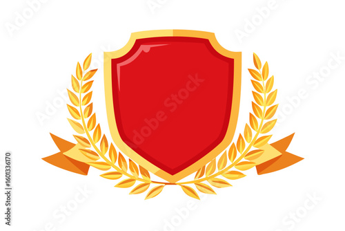 Red and gold shield vector graphic for logo design heraldry and emblem design