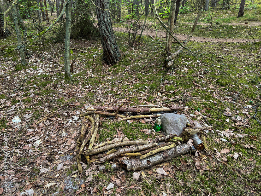 Abandoned soldier's graves from 1945 in the forest between Grzybowo and Dzwirzyno on the Baltic Sea in Poland Abandoned soldier's graves from 1945 in the forest between Grzybowo and Dzwirzyno on the Baltic Sea in Poland