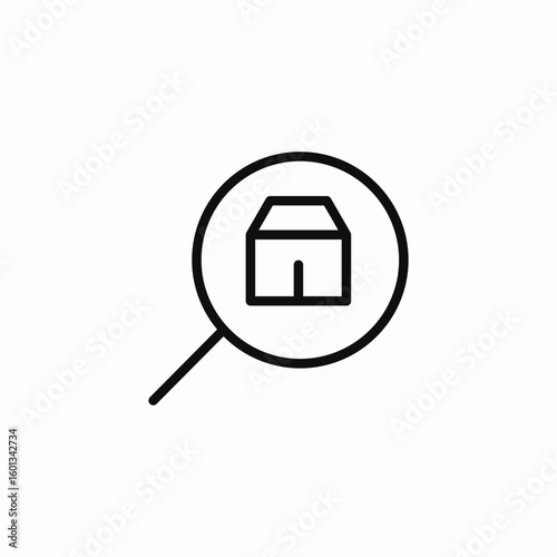 magnifying glass house icon sign vector