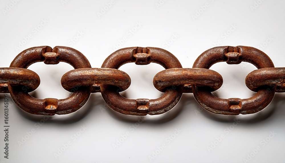 Fototapeta premium isolated rusty metal chains displayed against a white background showcasing the unique texture and character of rusty metal chains in a clear and striking composition