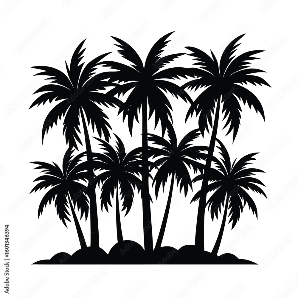 Fototapeta premium Tropical island palm trees ocean silhouette