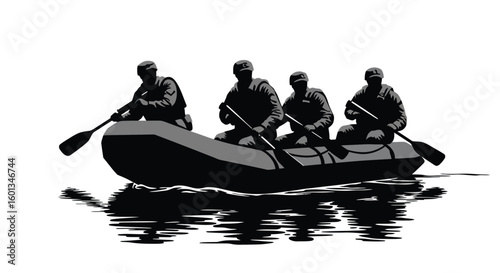 Special Forces on Inflatable Boat in Action