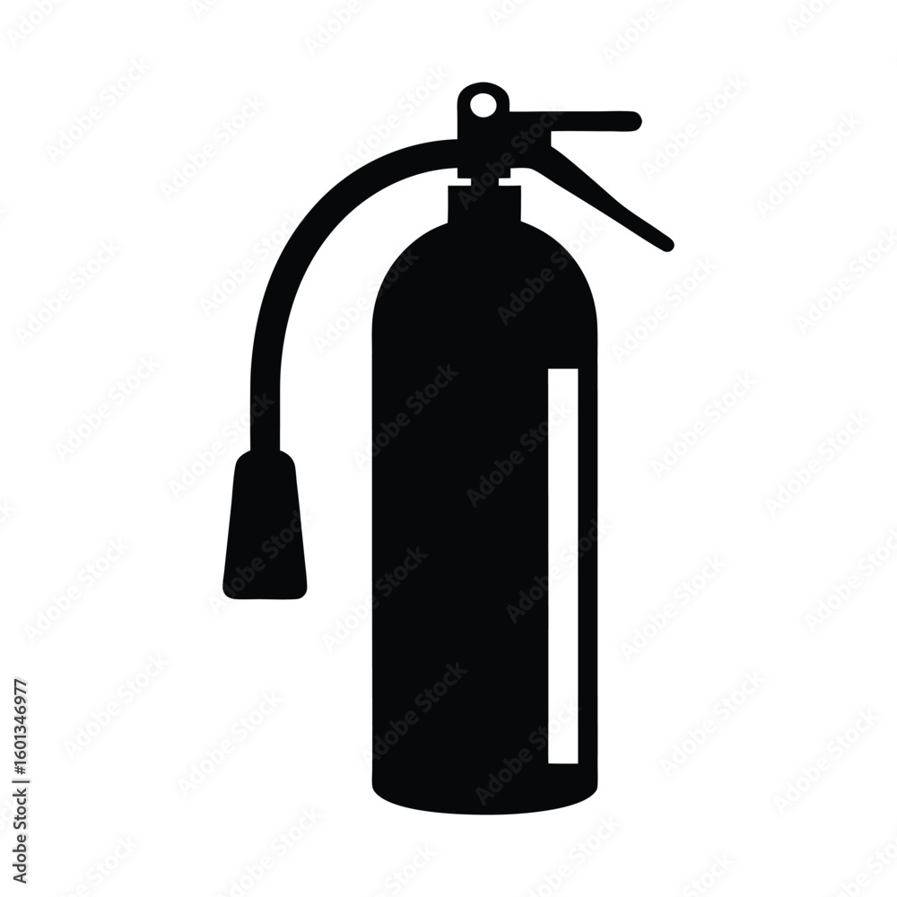 Silhouette of Fire Extinguisher on White Background Silhouette of Fire Extinguisher on White Background