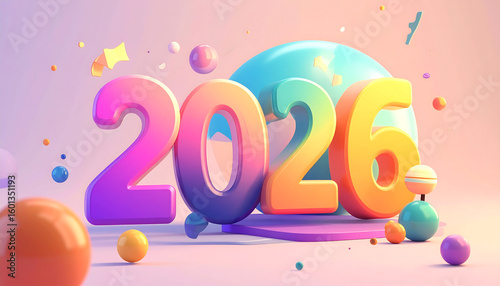 2026 Happy New year text made with soft and 3d wax  material design. Best wishing.banner,illustration,new design