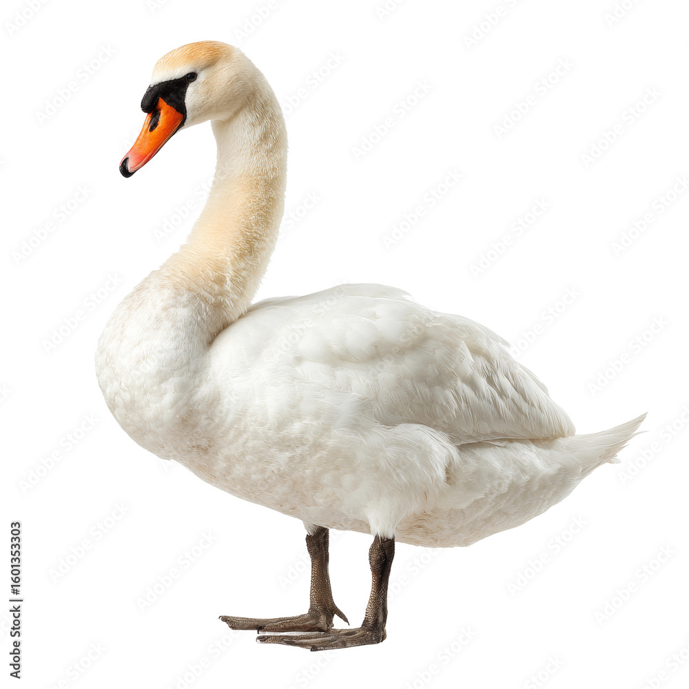 Obraz premium Elegant swan with a graceful curved neck, standing proud
