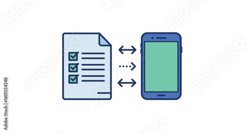 Data synchronization between document and mobile device in flat design