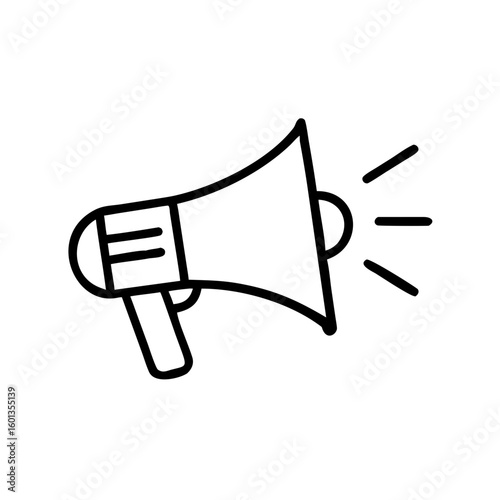 Sound speaker icon in simple line art style on white background  