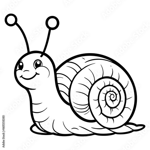 Cheerful Cartoon Snail with Spiraled Shell and Big Friendly Eyes