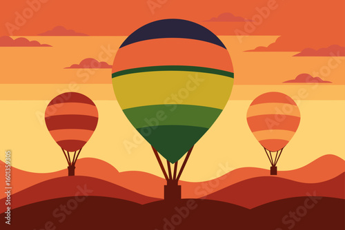 hot air balloon in sunset