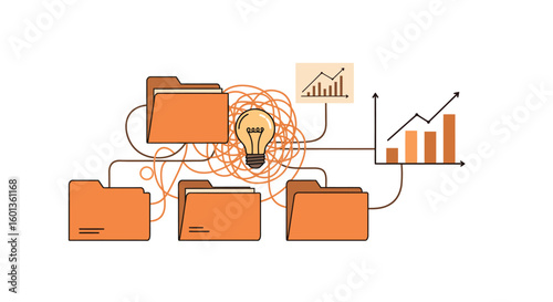 Flat design concept of data organization and insight visualization
