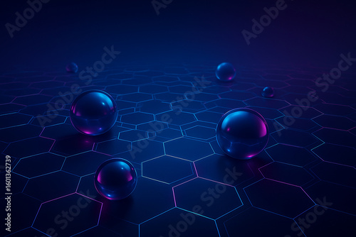 Futuristic Hex Grid With Spheres
